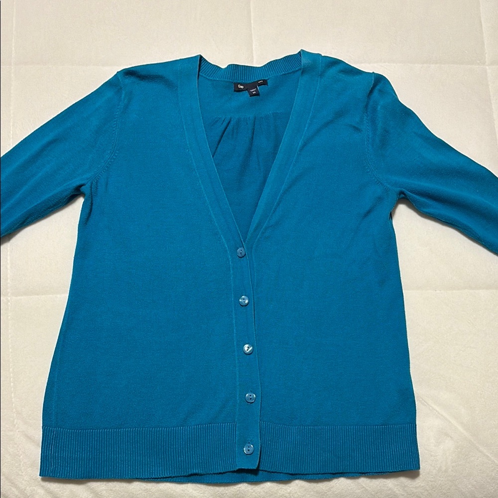 Turquoise Cardigan 3/4 sleeve Women's Sweater